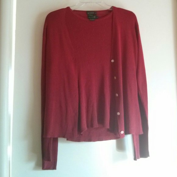 J. Crew Sweaters - Red J Crew 100% Silk Twinset Size M Old Money Classic Preppy Academia Librarian